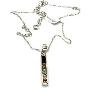 Brighton Spectrum Amber Brown Ombre Crystals Silver Custom Necklace 18" NWT